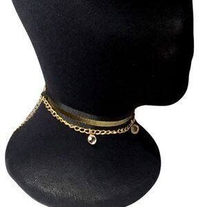 Lingerie-Inspired Black & Gold Necklace Choker